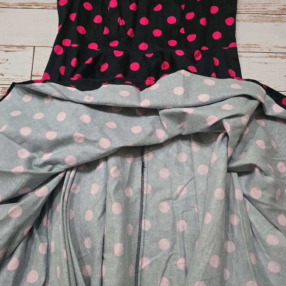 Grace Karin Polka Dot Dress  Black Pink Swing Flare  3XL - Picture 4 of 8